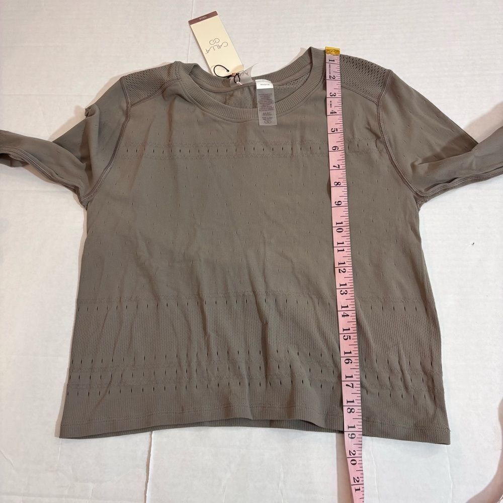 CALIA Women's Pointelle Seamless Long Sleeve T-Shirt Dark Grey NEW L/XL - Picture 14 of 14